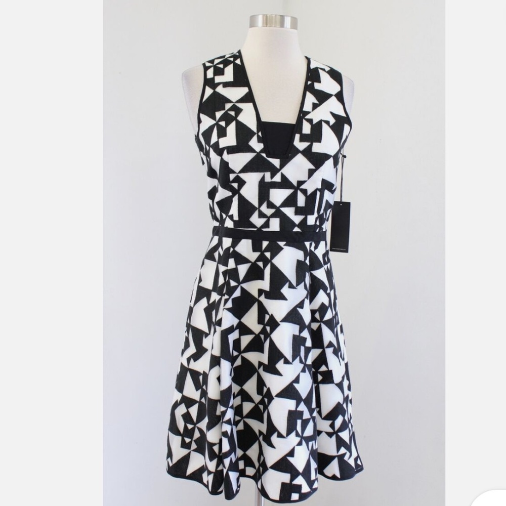 Geometric Black and White Dress